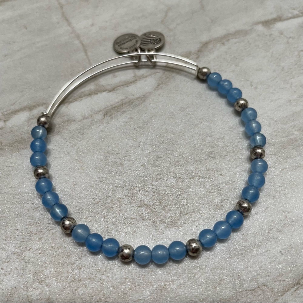 Blue Beaded Alex and Ani Bangle Bracelet